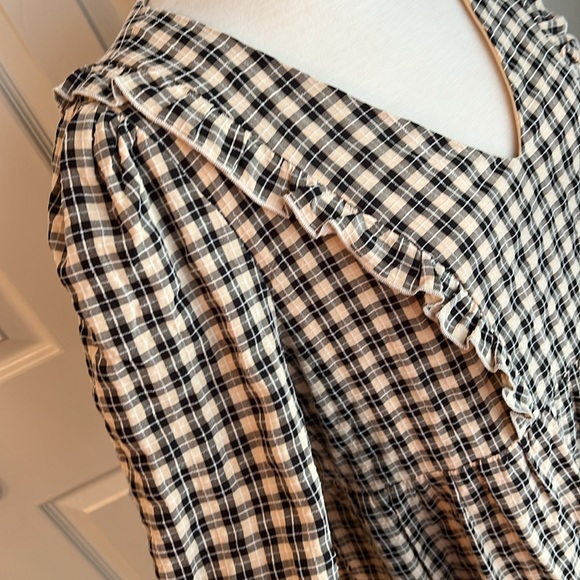 NWOT Andree by Unit - Plaid Ruffled Long Sleeve Dress - Picture 2 of 6